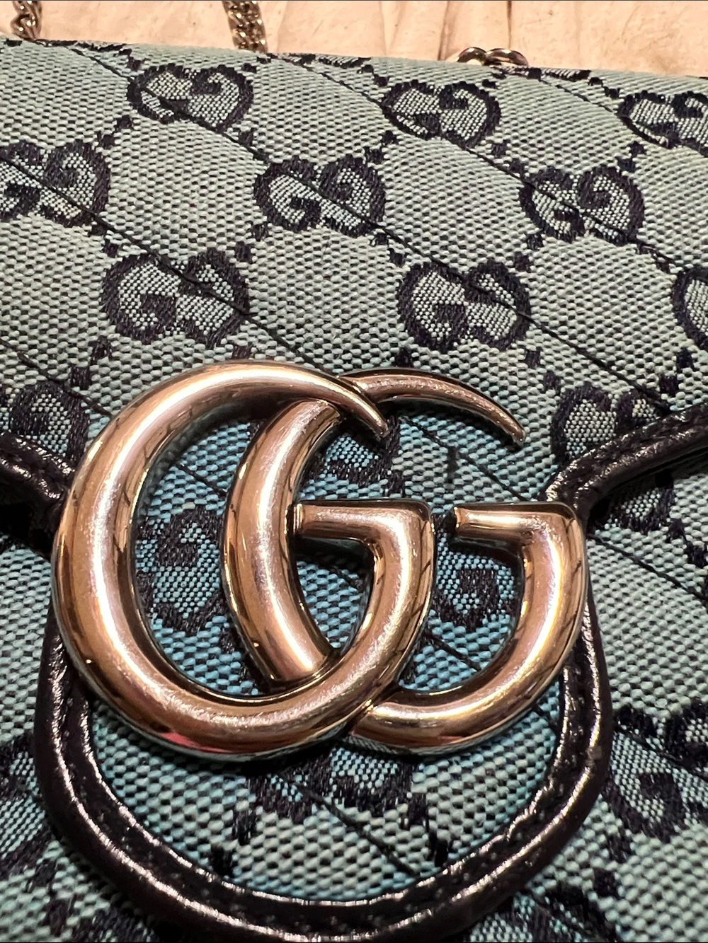 Gucci Blue GG Canvas Chain Shoulder Bag (WOC) - Picture 3 of 9